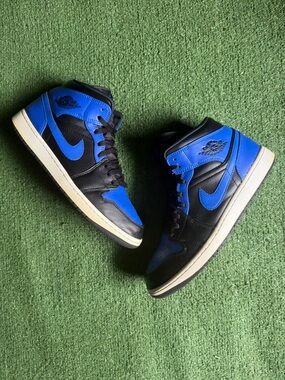 Nike Black and Royal Blue High-Top Sneakers